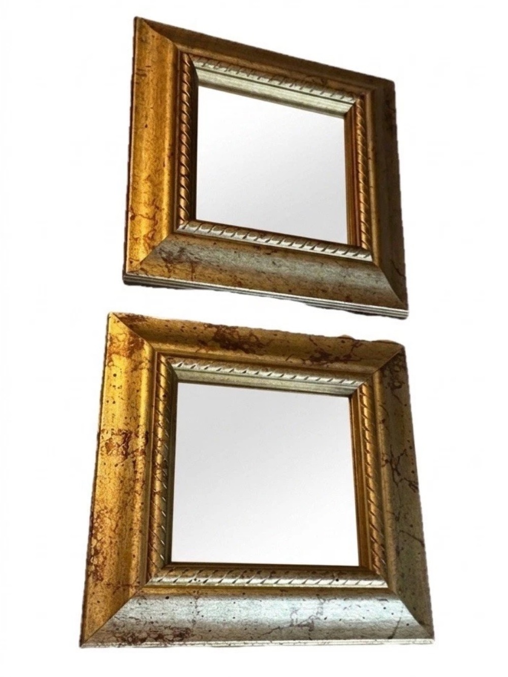 Gold Mirrored Square Wall Frames - Pair 10” x 10”